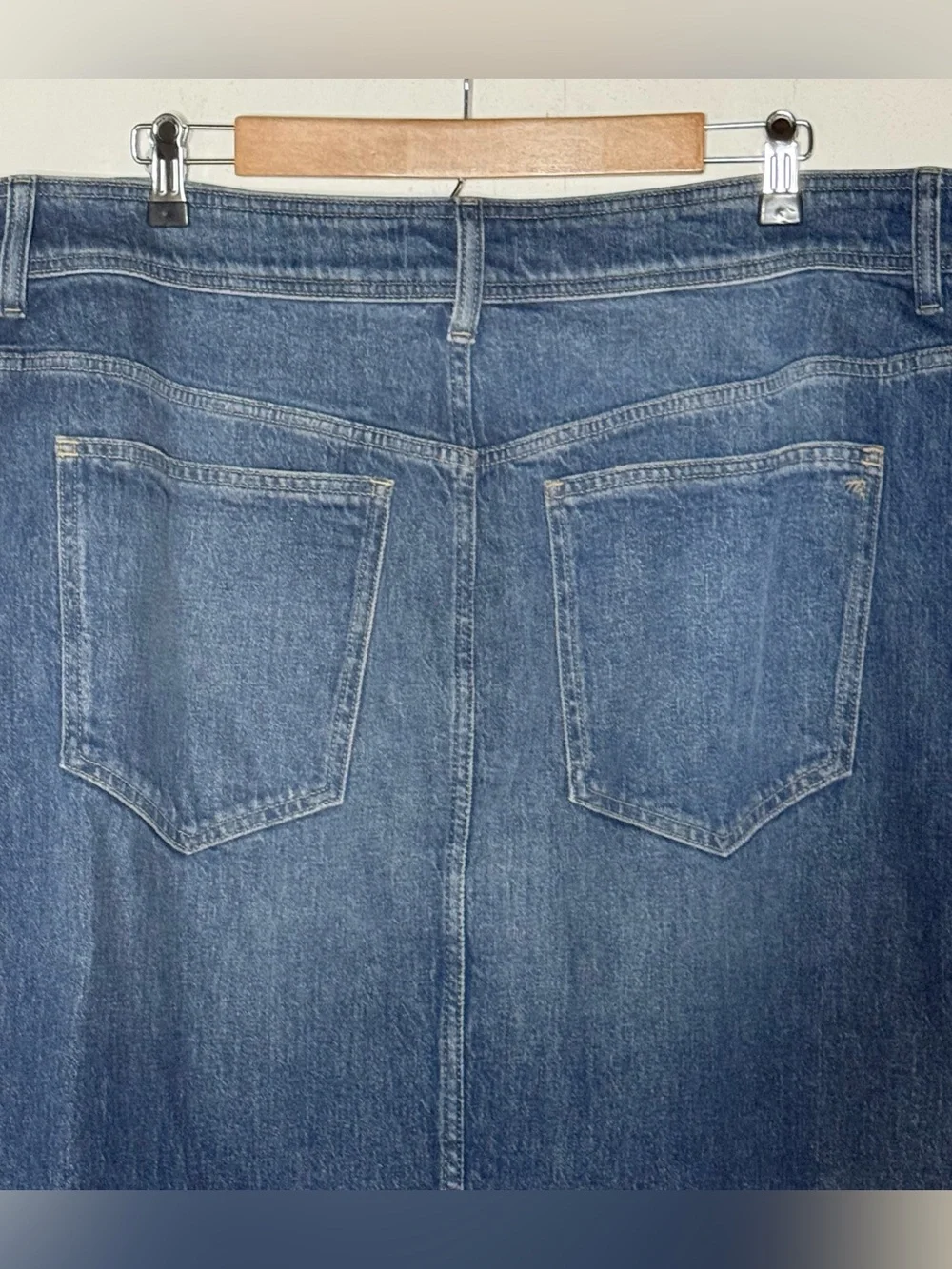 Madewell Denim Button Front Midi Skirt Size 33 Conchoo Wash Casual Classic